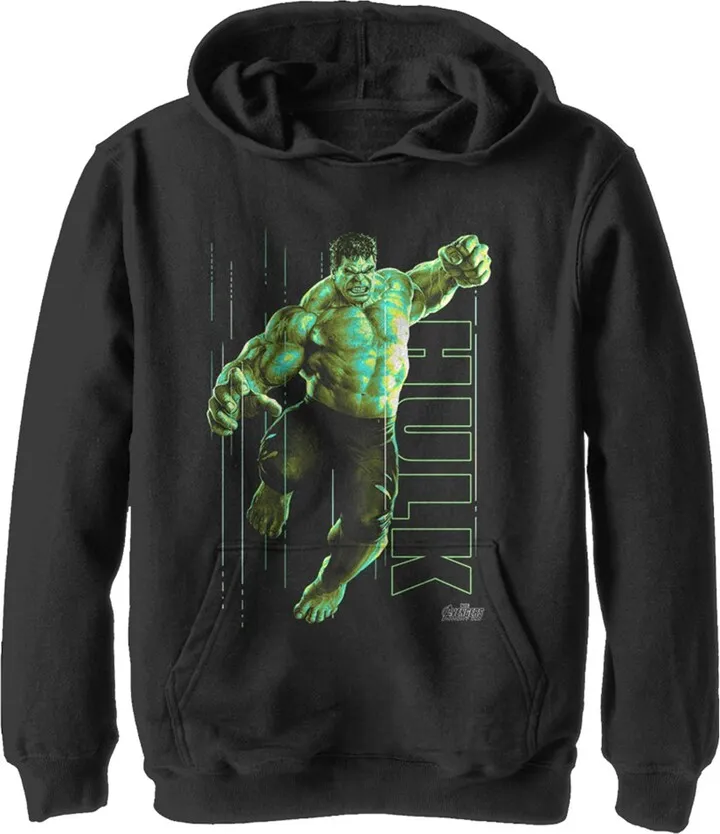 Boy's Marvel Avengers: Infinity War Incredible Hulk Jump Smash Pull Over Hoodie - Black - Small