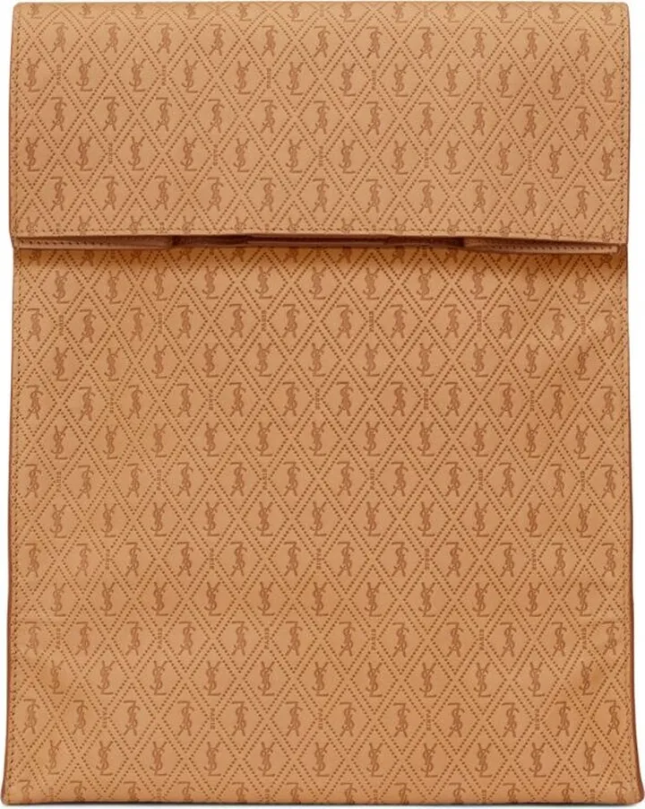 Saint Laurent Medium Leather Paper Bag Pouch