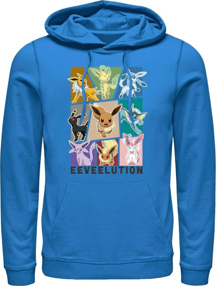 Men's Pokemon All About Eevee Eeveeloution Pull Over Hoodie - Royal Blue - 2X Large
