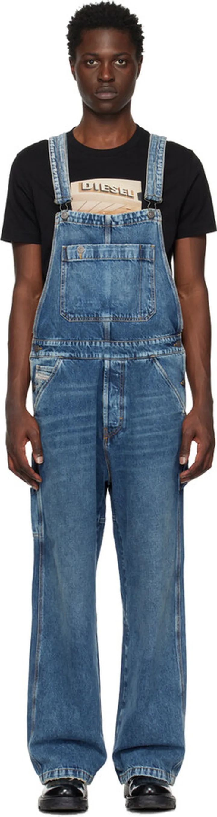 Diesel Blue D-Jump-Work Denim Overalls