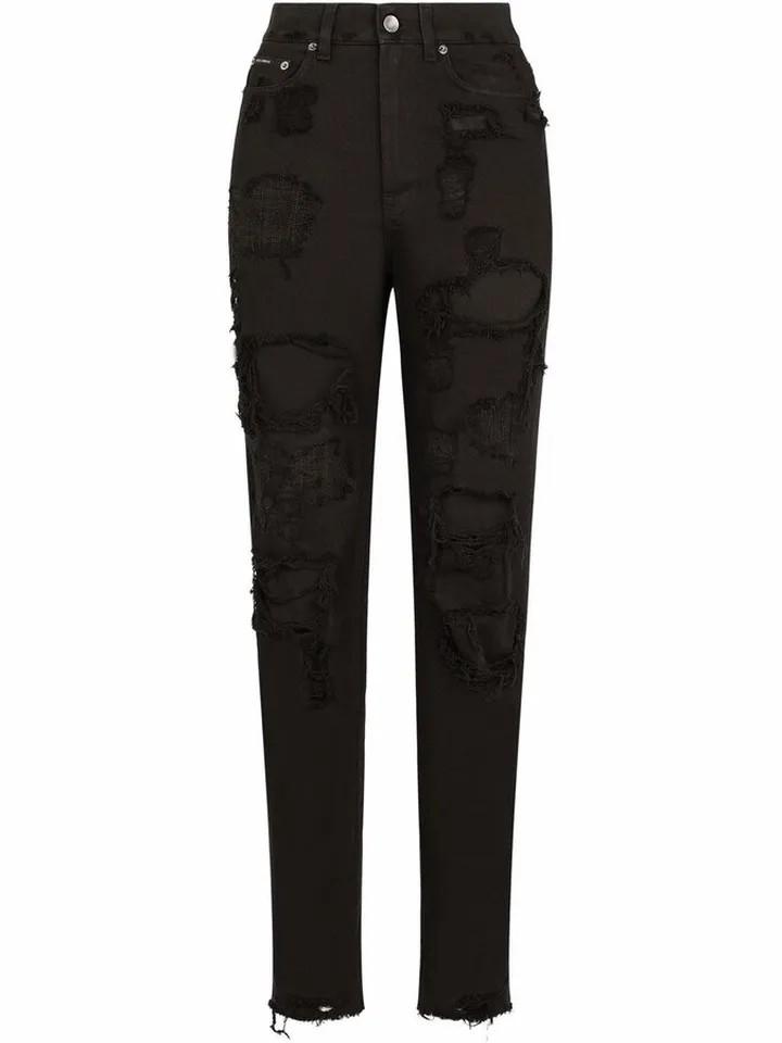 Ripped-Detail Denim Jeans