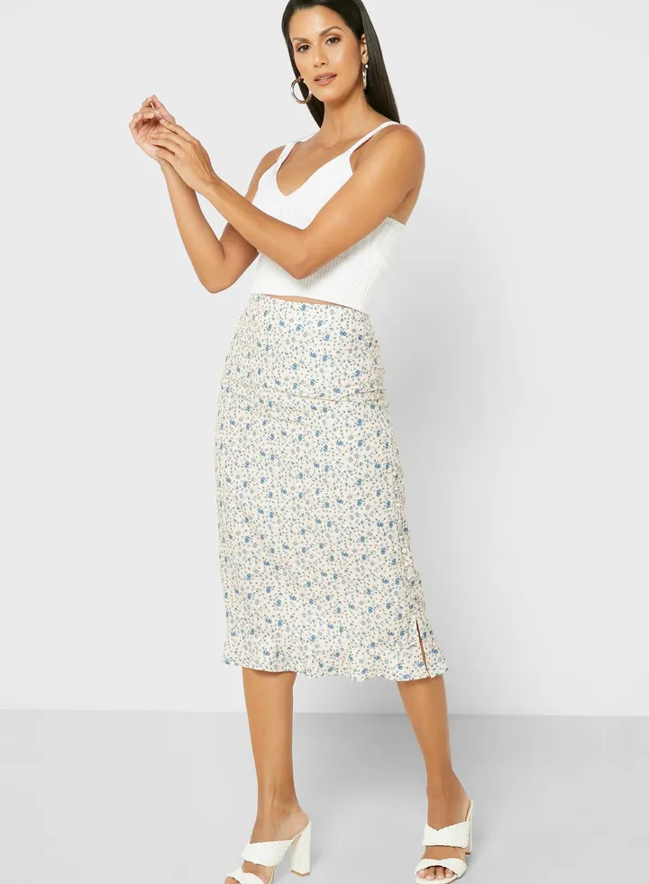 Printed Midi Skirt