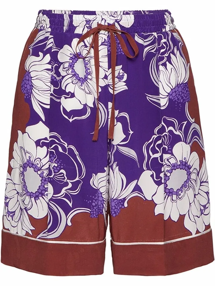Graphic-Print Pressed-Crease Shorts