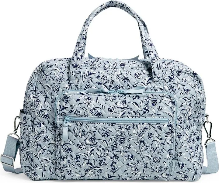 Vera Bradley Women's Recycled Cotton Weekender Travel Bag Perennials Gray