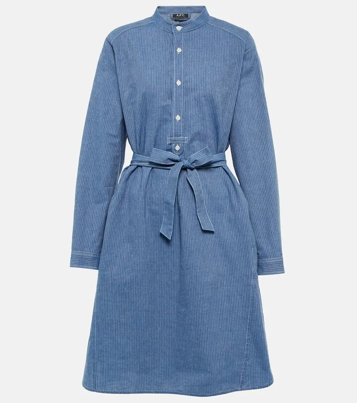 Olivia striped cotton chambray minidress