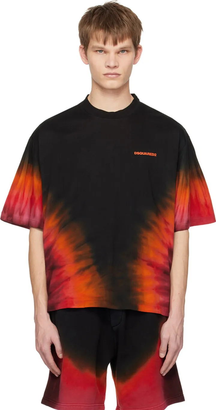 Dsquared2 Black & Orange Flame T-Shirt