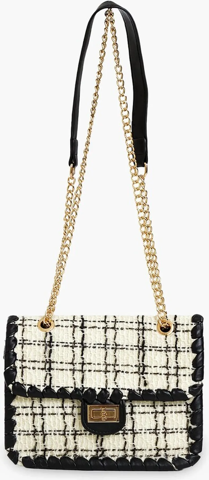 Black and White Tweed Marjorie Bag