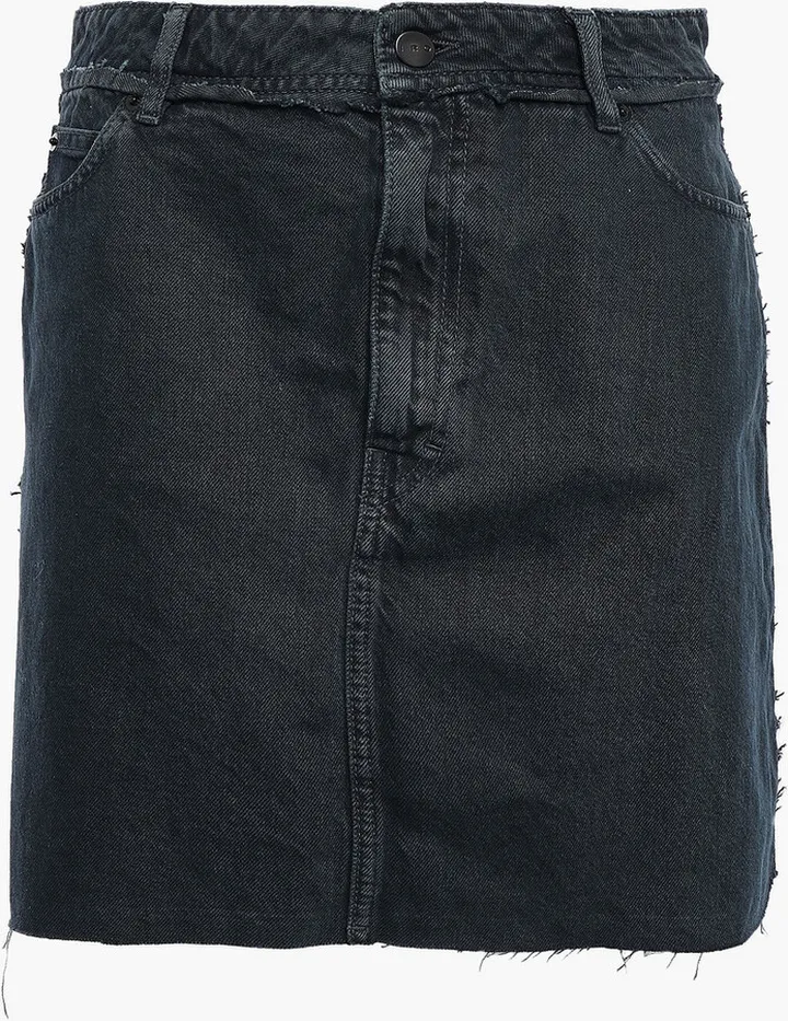 Cafe frayed denim mini skirt