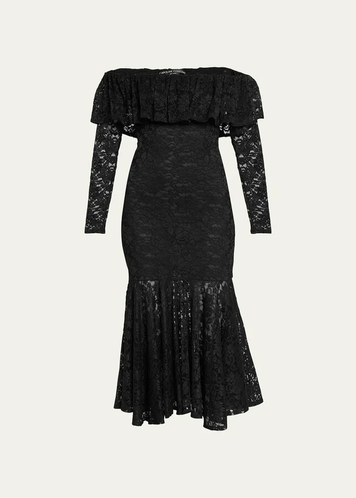 Alessia Off-the-Shoulder Lace Midi Dress