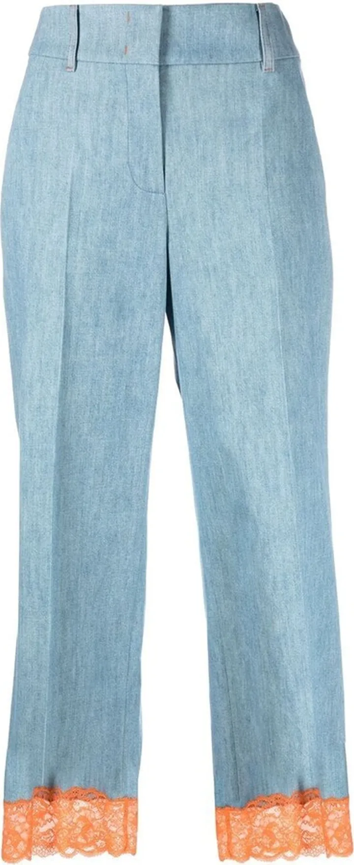 Lace-Trimmed Cropped Trousers