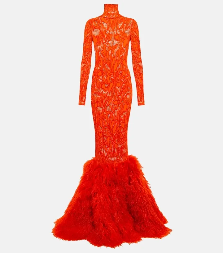 Stretch-lace maxi dress