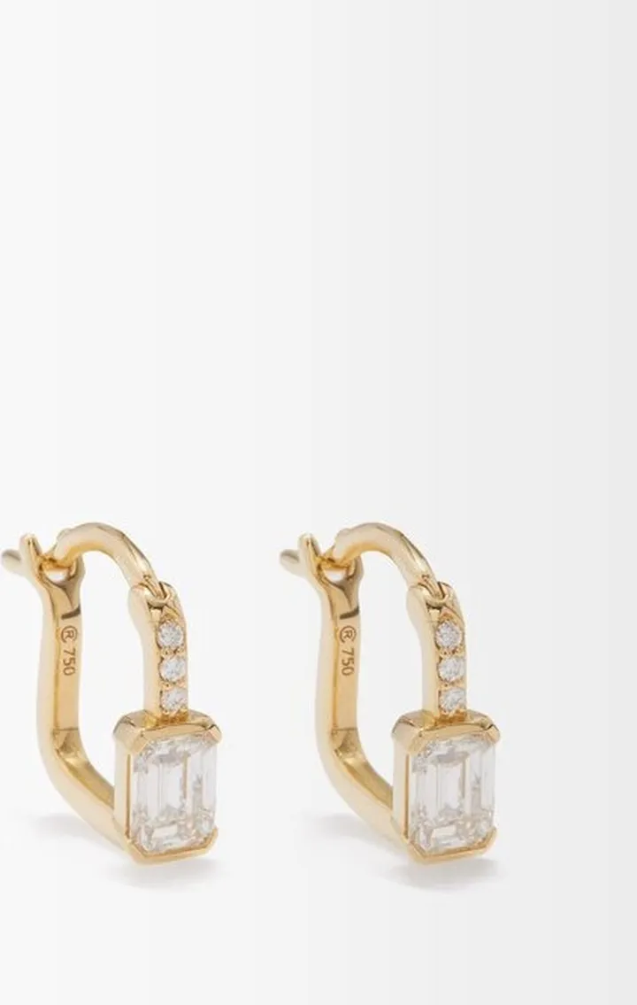 Diamond & 18kt Gold Hoop Earrings