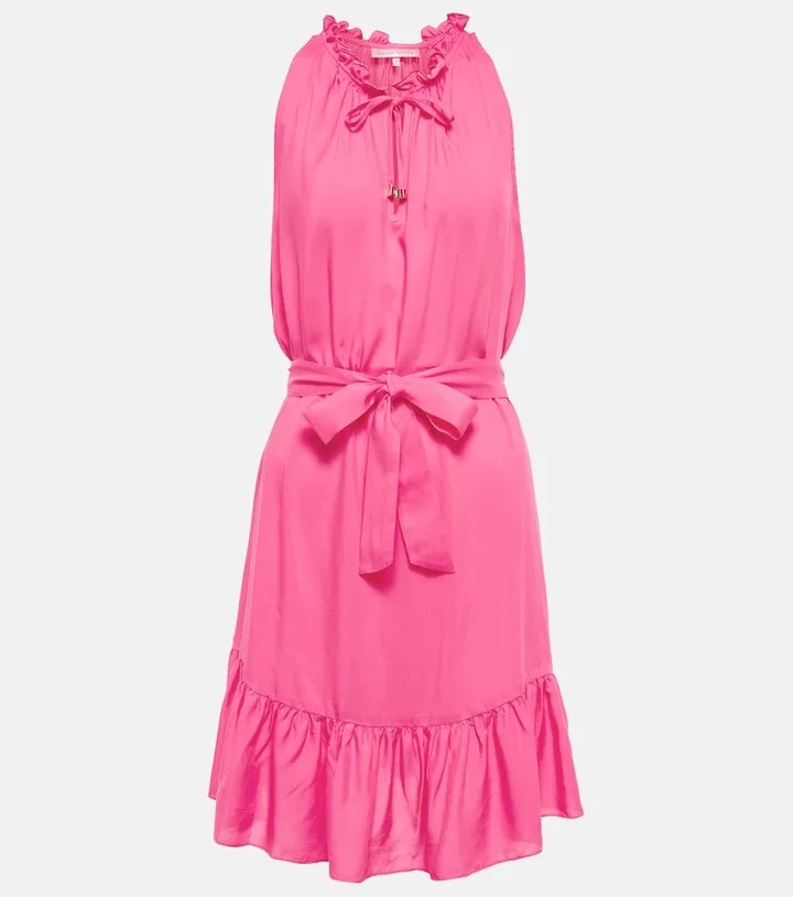 Self-tie ruffled minidress