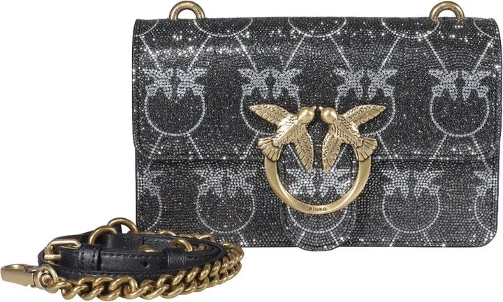 Pinko Love Embellished Chain-Linked Shoulder Bag