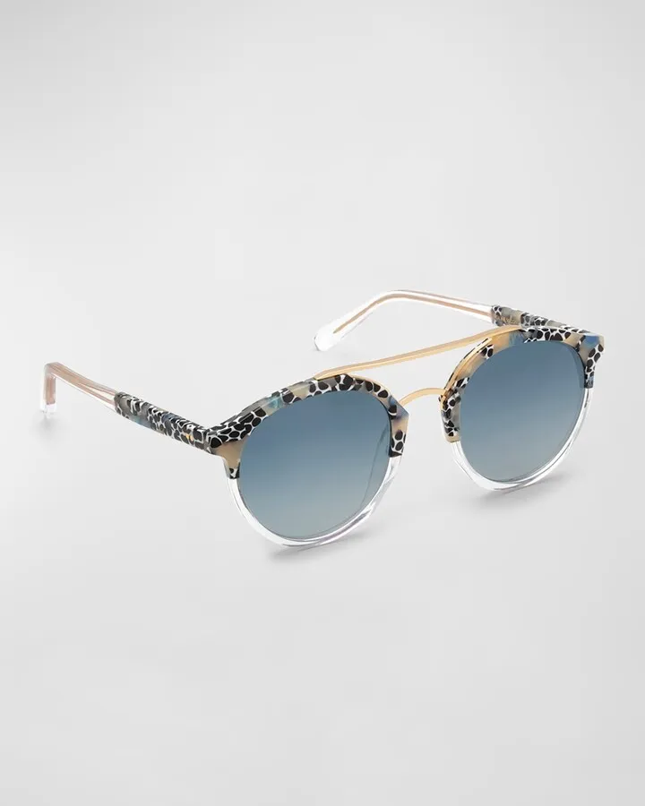 Dante Patterned Mixed-Media Aviator Sunglasses