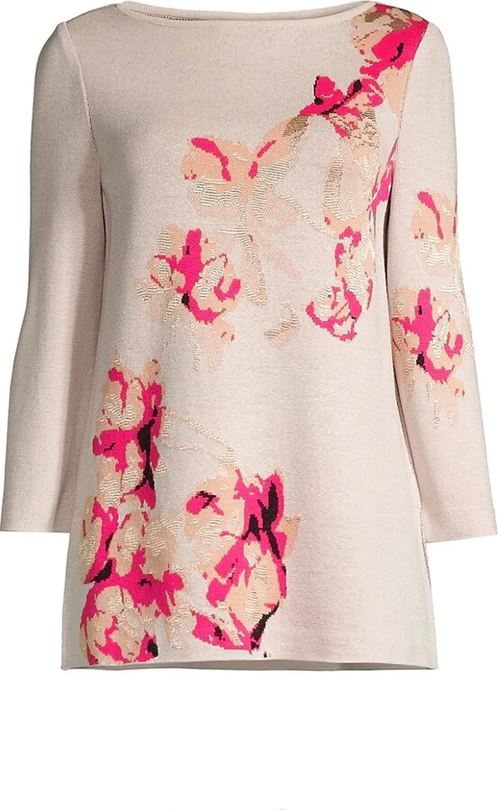 Jacquard-Knit Floral Tunic