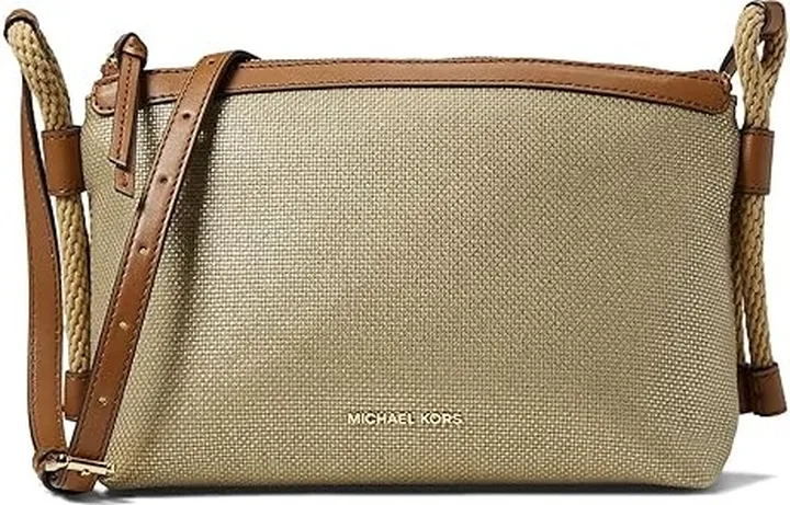 MICHAEL Michael Kors Talia Medium Top Zip Crossbody (Pale Gold) Handbags