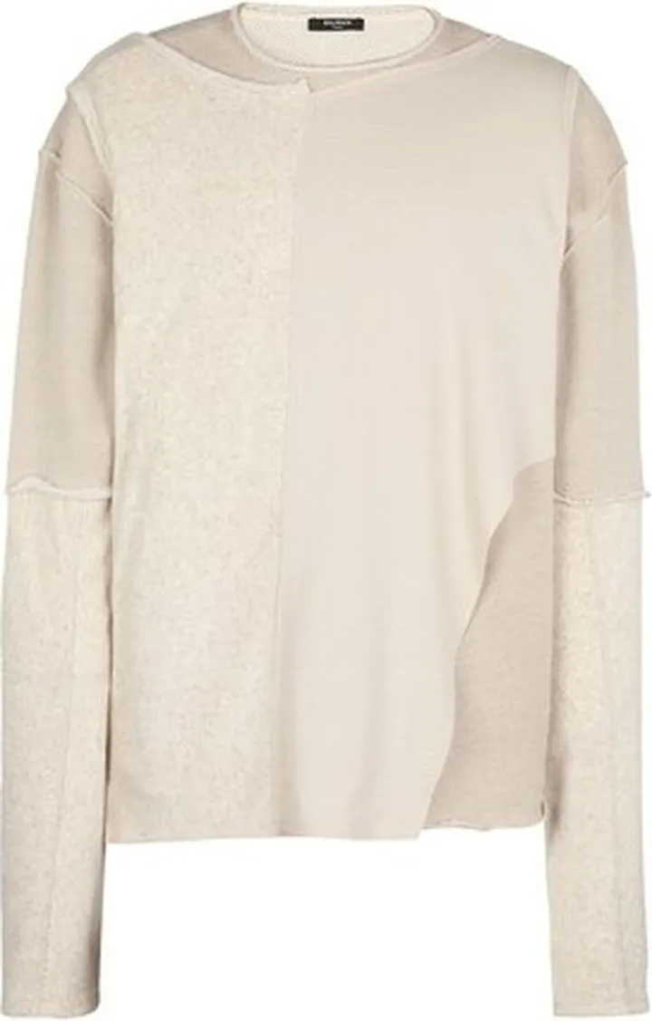 Long-sleeved multi-material T-shirt