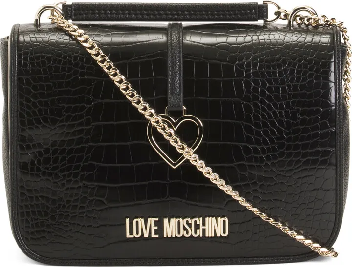 Made In Italy Leather Crossbody With Heart Logo