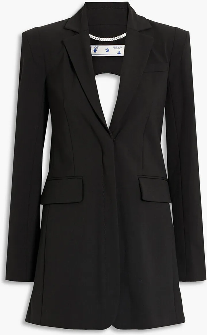 Cutout printed twill blazer