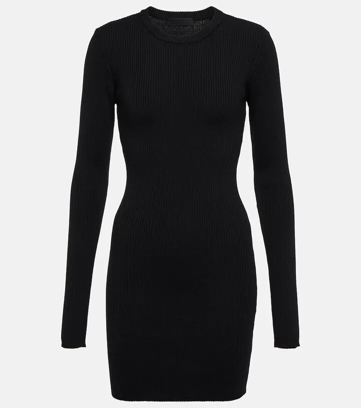 Rib-knit wool minidress