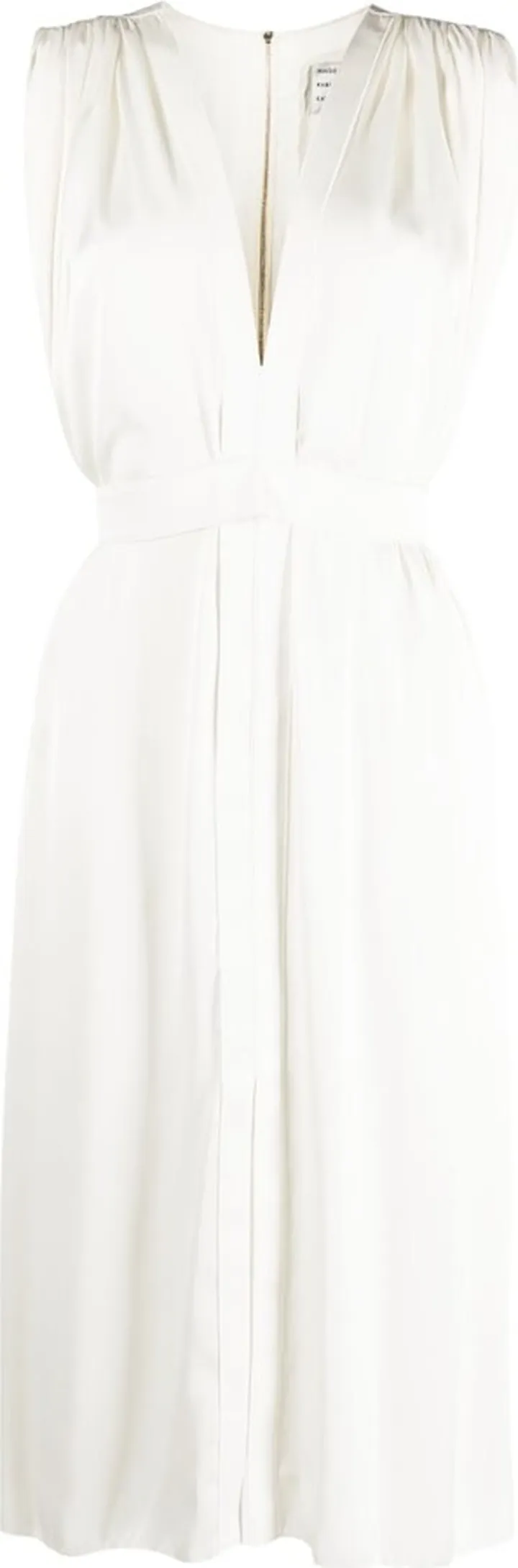 gathered-detailing V-neck midi dress