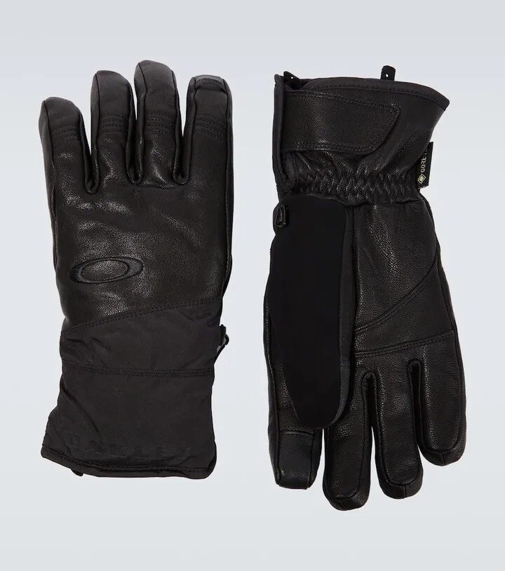 Ellipse padded leather-paneled gloves