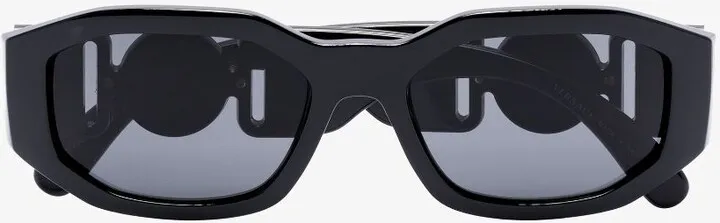 Black Biggie Geo Rectangular Sunglasses