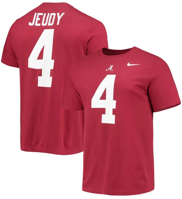 Men's Jerry Jeudy Crimson Alabama Crimson Tide Alumni Name Number T-shirt