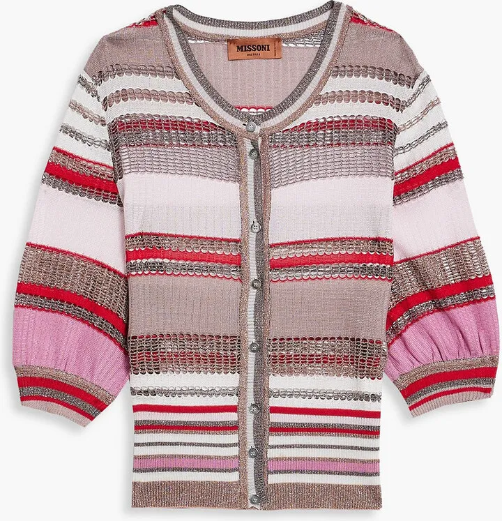 Metallic crochet-knit cardigan