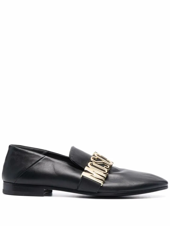 Logo-Plaque Leather Loafers