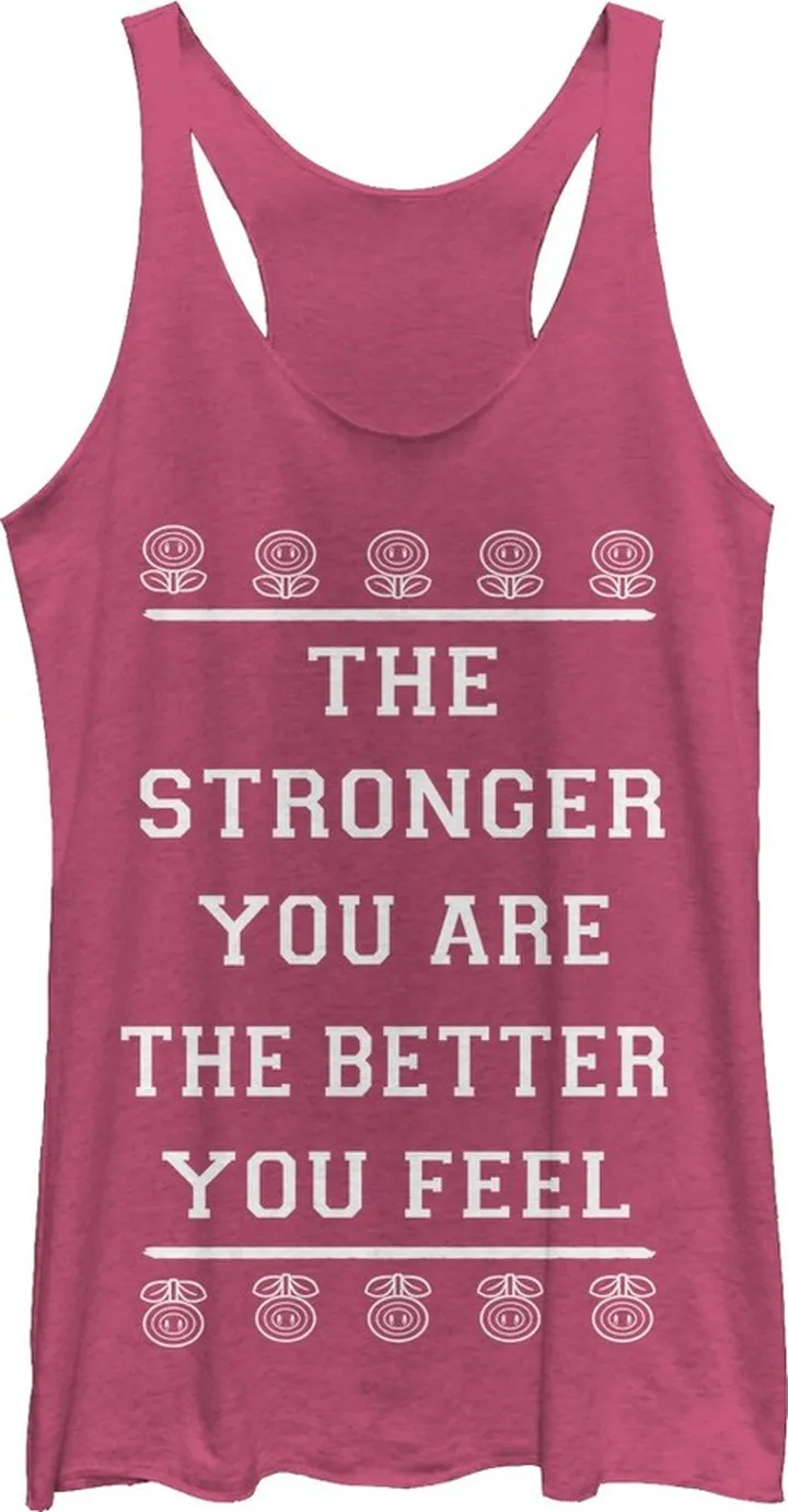 Women's Nintendo Fire Flower Stronger Racerback Tank Top - Pink Heather - X Large