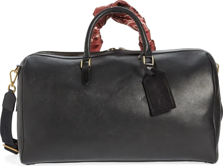 Scarf Detail Calfskin Leather Duffle Bag