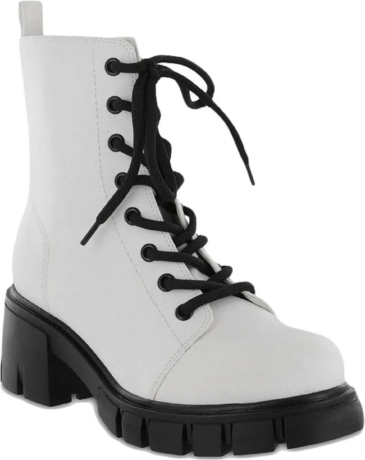 Mila Womens Faux Leather Ankle Combat & Lace-up Boots