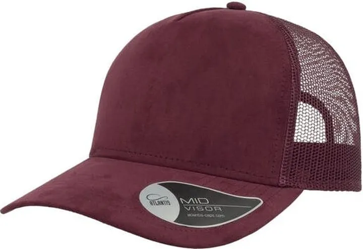 Atlantis Atlantis Rapper Faux Suede 5 Panel Trucker Cap - Red