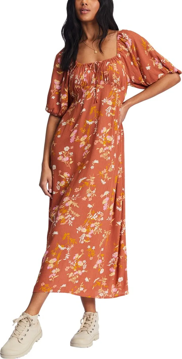 True Romance Puff Sleeve Midi Dress