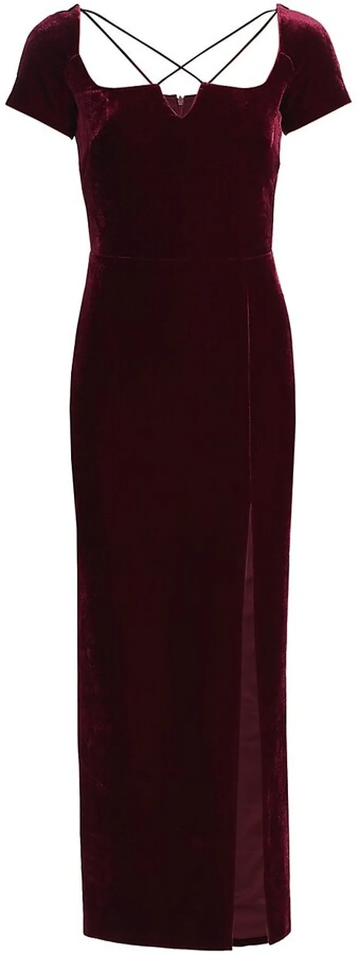 Square Neckline Velvet Midi-Dress