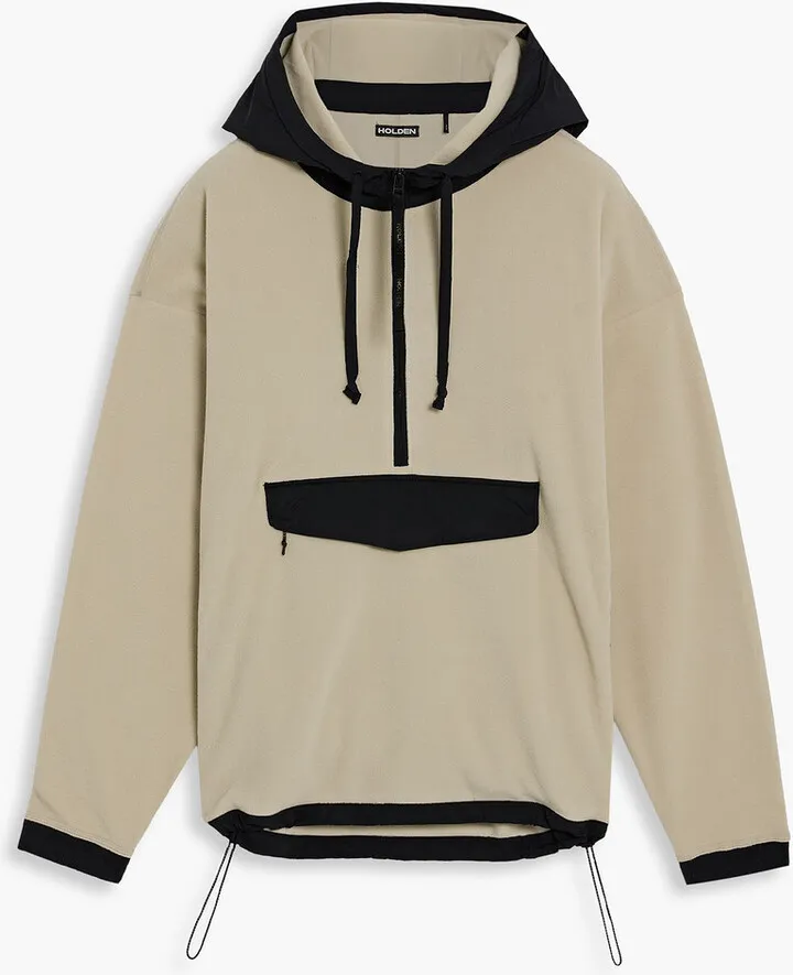 Shell-paneled fleece half-zip hoodie