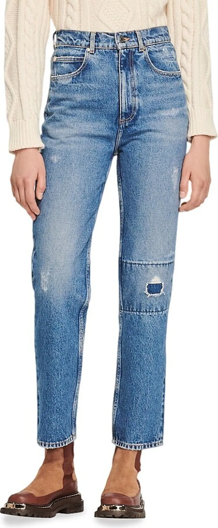 Larsson High-Rise Distressed Straight-Leg Jeans
