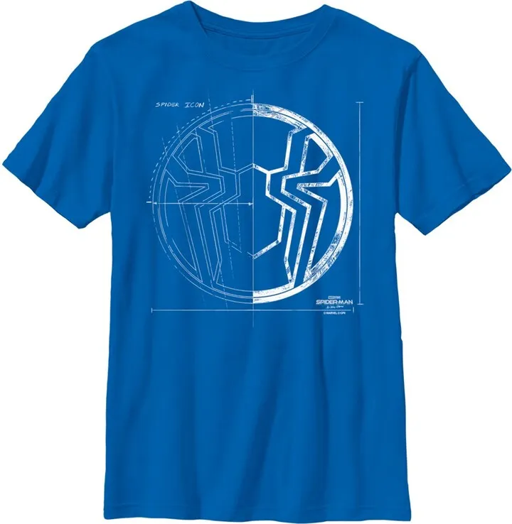 Boy's Marvel Spider-Man: No Way Home Spider Icon Blueprint T-Shirt - Royal Blue - X Large