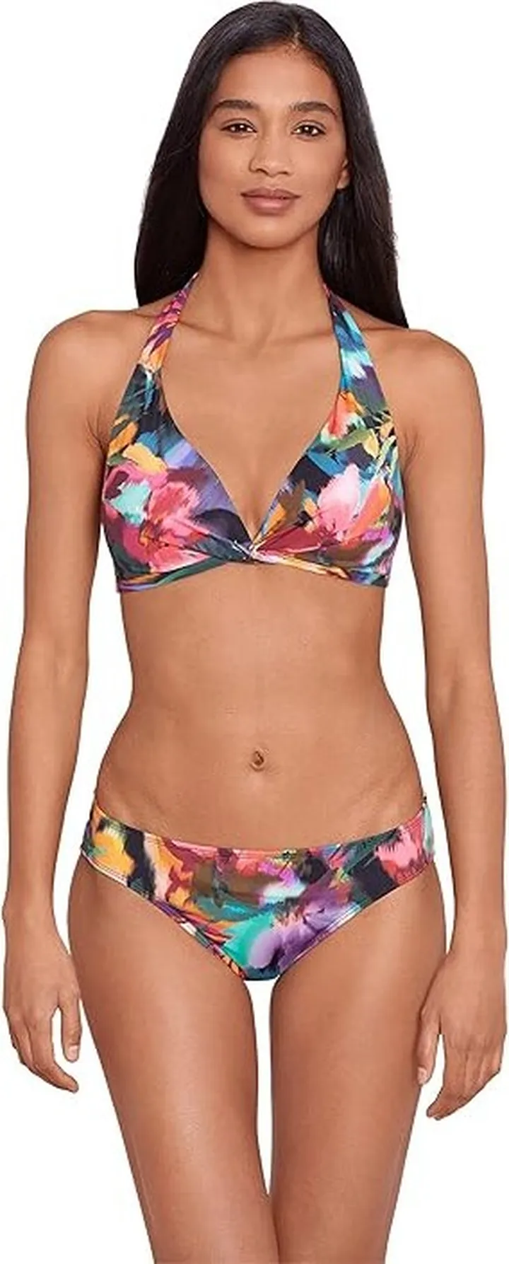 LAUREN Ralph Lauren Jungle Paradise Twist Halter Top (Multicolored) Women's Swimwear