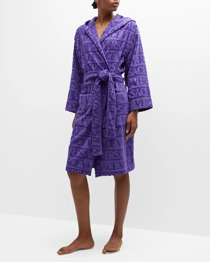 Hooded Crystal-Embellished Logo Robe