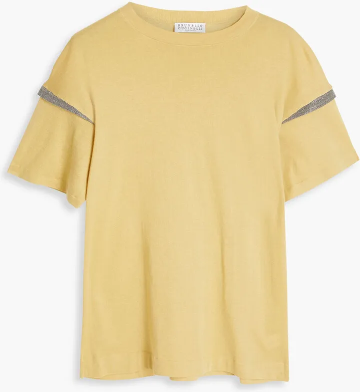 Bead-embellished cotton-jersey T-shirt