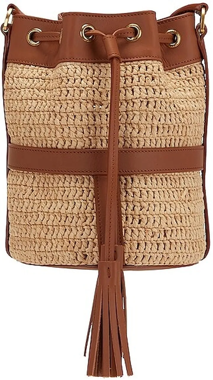Saint Laurent Seau Raffia Bag in Neutral
