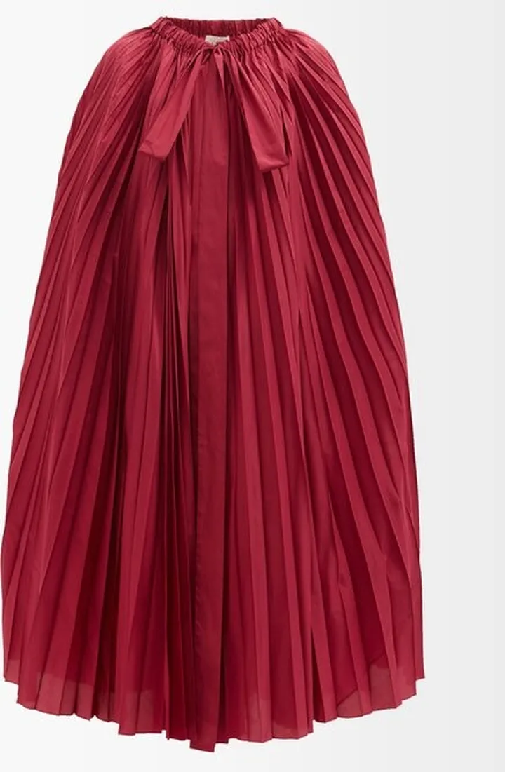Pleated Silk-blend Taffeta Cape