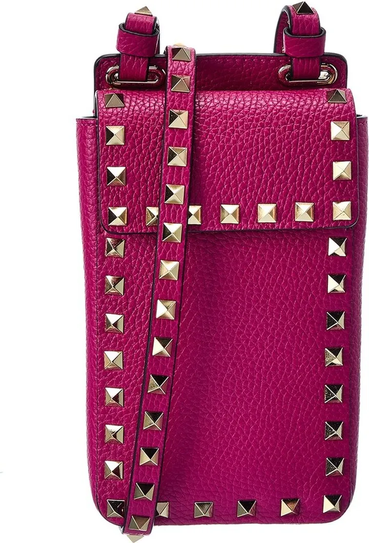 Valentino Rockstud Grainy Leather Phone Holder