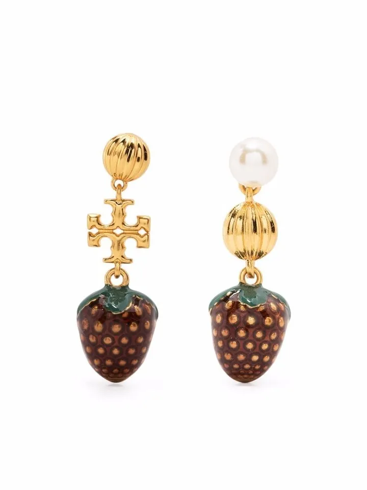 Logo Strawberry-Charm Drop Earrings