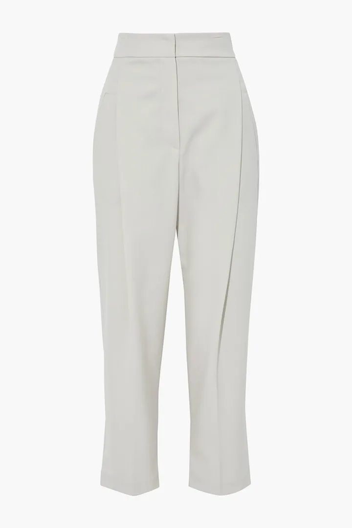 Cropped wool-twill straight-leg pants