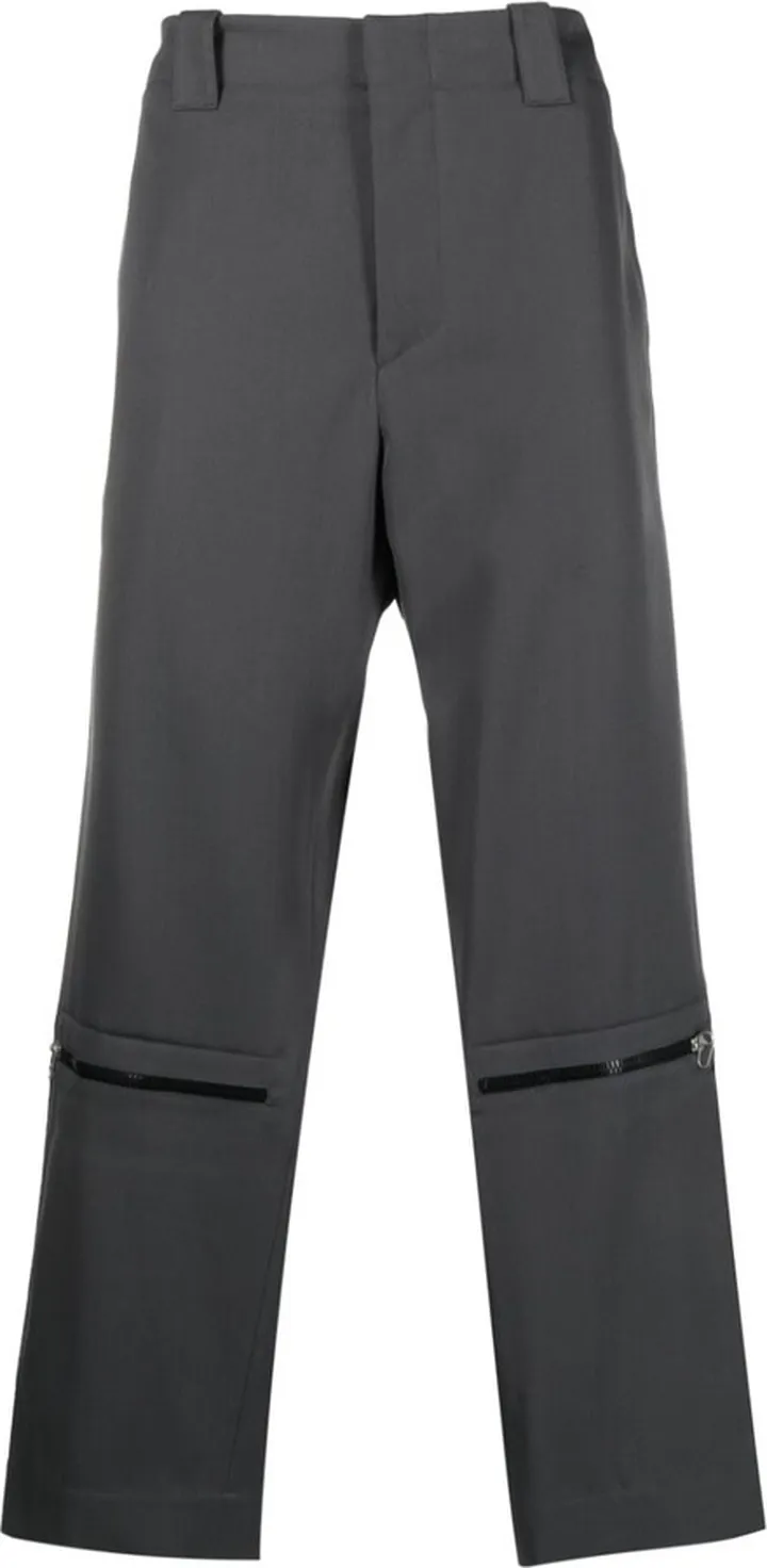 Zip-Detail Straight-Leg Trousers