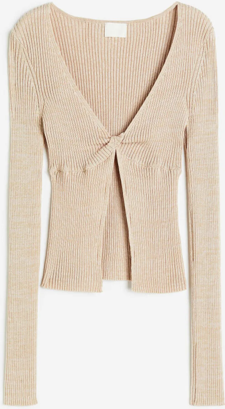 Rib-knit Knot-detail Top